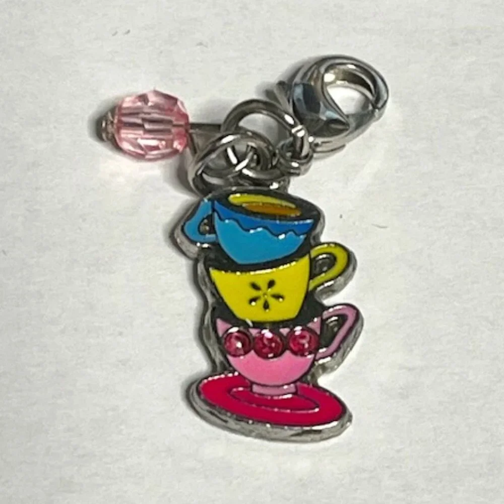 Disney Parks Dangle Charm Tea Cups Enamel Metal